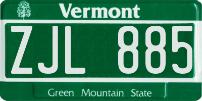 VT license plate ZJL885