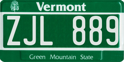VT license plate ZJL889