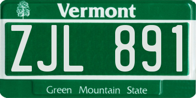 VT license plate ZJL891