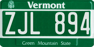 VT license plate ZJL894