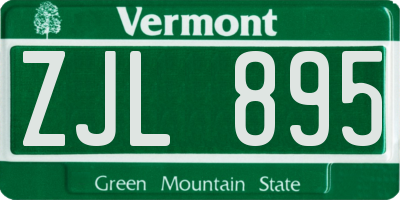 VT license plate ZJL895
