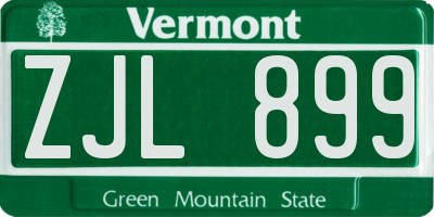 VT license plate ZJL899