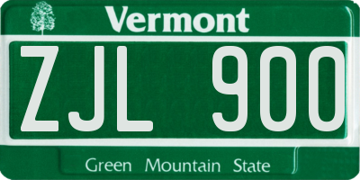 VT license plate ZJL900