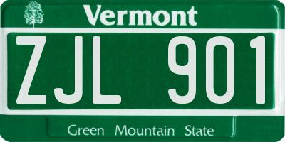 VT license plate ZJL901