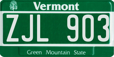 VT license plate ZJL903