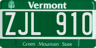 VT license plate ZJL910