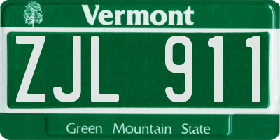 VT license plate ZJL911