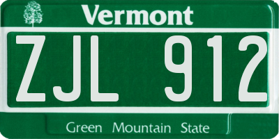 VT license plate ZJL912