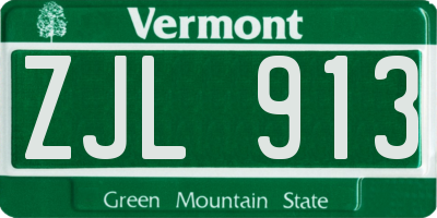 VT license plate ZJL913