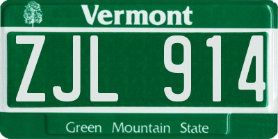 VT license plate ZJL914