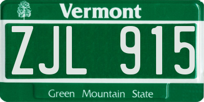 VT license plate ZJL915