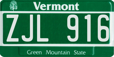VT license plate ZJL916