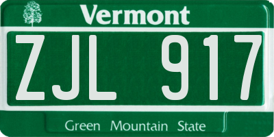 VT license plate ZJL917