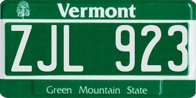VT license plate ZJL923