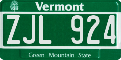VT license plate ZJL924