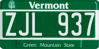 VT license plate ZJL937