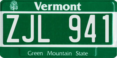 VT license plate ZJL941
