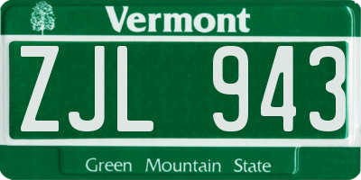 VT license plate ZJL943