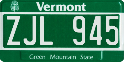 VT license plate ZJL945