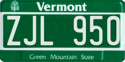 VT license plate ZJL950