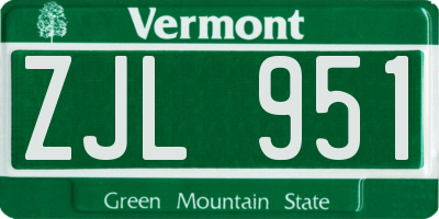VT license plate ZJL951