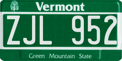 VT license plate ZJL952