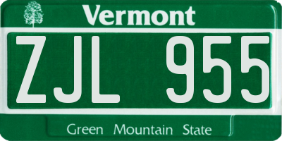 VT license plate ZJL955