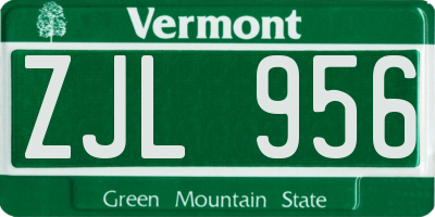 VT license plate ZJL956