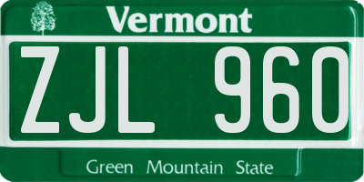 VT license plate ZJL960