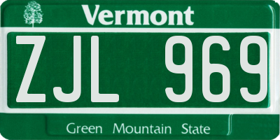 VT license plate ZJL969