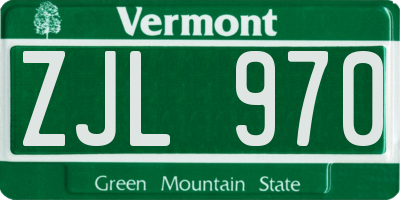 VT license plate ZJL970