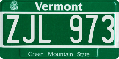VT license plate ZJL973