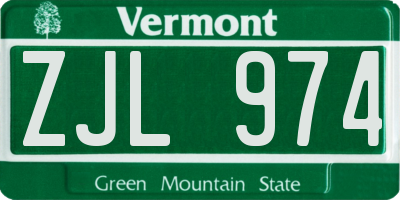 VT license plate ZJL974