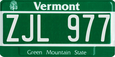 VT license plate ZJL977