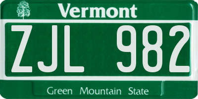 VT license plate ZJL982