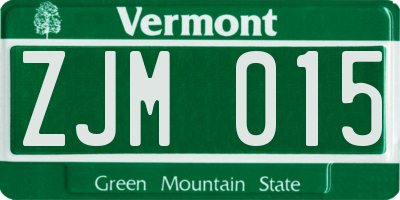 VT license plate ZJM015