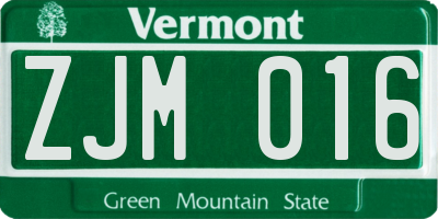 VT license plate ZJM016
