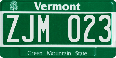 VT license plate ZJM023