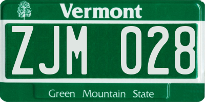 VT license plate ZJM028