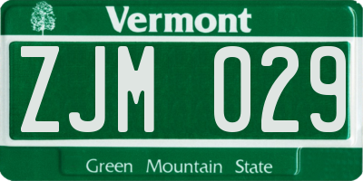 VT license plate ZJM029