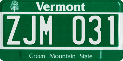 VT license plate ZJM031