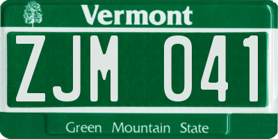 VT license plate ZJM041