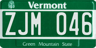 VT license plate ZJM046