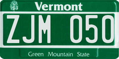 VT license plate ZJM050