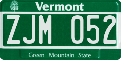VT license plate ZJM052