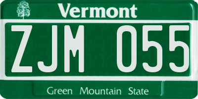 VT license plate ZJM055