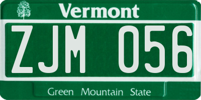 VT license plate ZJM056