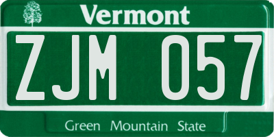 VT license plate ZJM057