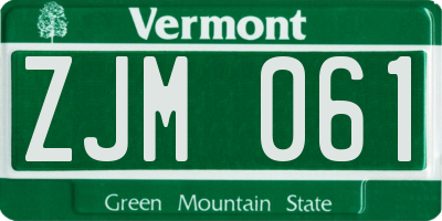 VT license plate ZJM061