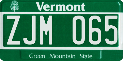 VT license plate ZJM065
